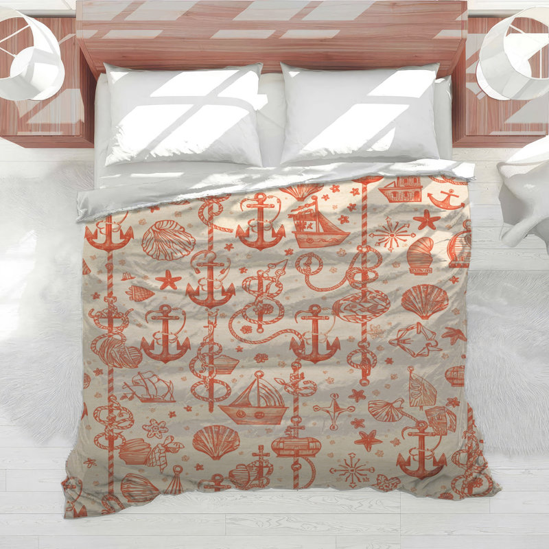 Nautical Anchor Shells Comforter, King