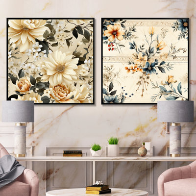 Vierzon - Ensemble de 2 impressions sur toile florales
