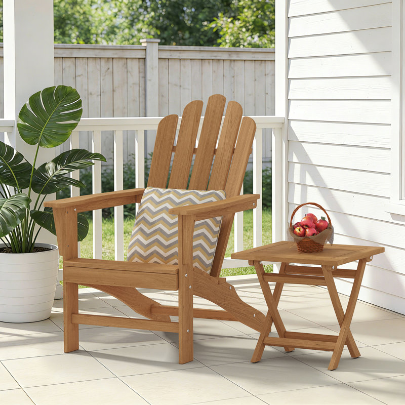  Ensemble de 2 chaises Adirondack d'extérieur Grade A en teck (1 chaise + 1 table d'appoint)