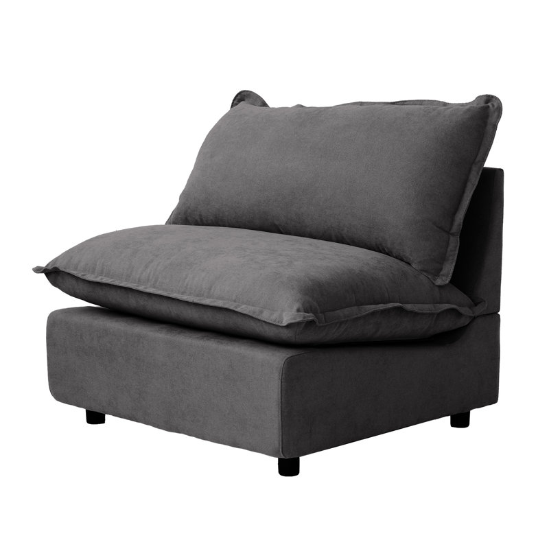Chaise sans accoudoirs rembourrée en tissu de lin moderne, Gris