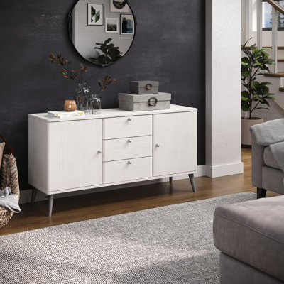 Dareen Medium Sideboard, 3 drawers, 2 door, White Wax finish