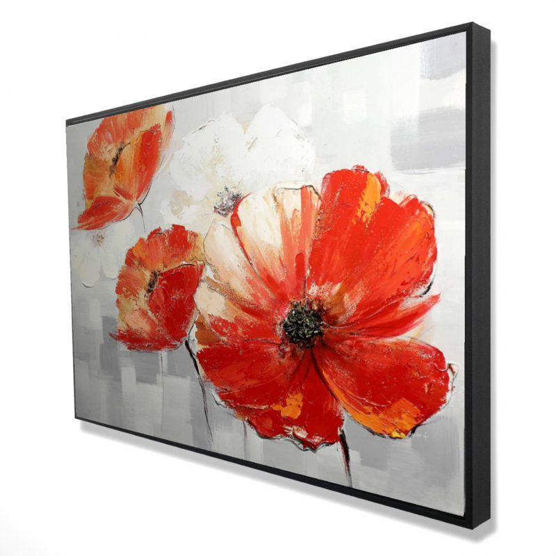 «Abstract Red Wild Flowers» sur toile