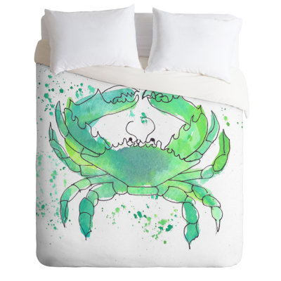 Seafoam Green Crab Coastal Duvet Cover