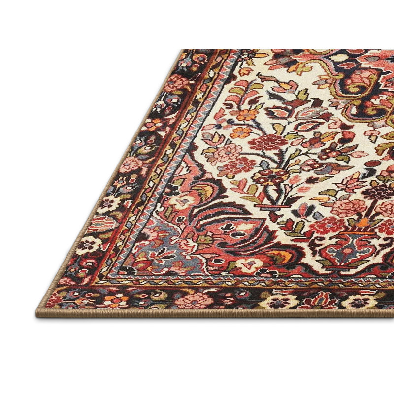 Tapis beige/rouge/noir traditionnel Gero, Rectangle 2 pi x 4 pi
