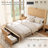 Retro Fluted Bed With 55" Tall Headboard And Storage Drawers-96387489