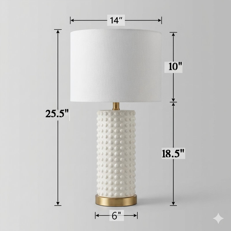 Lampe de table texturée à pois