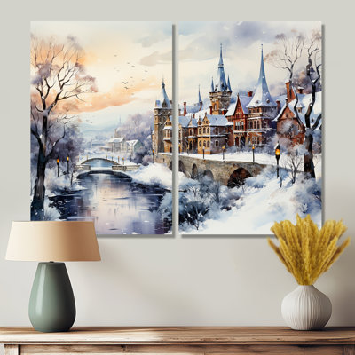 Merveilleux village d'hiver à Noël II - art mural blanc