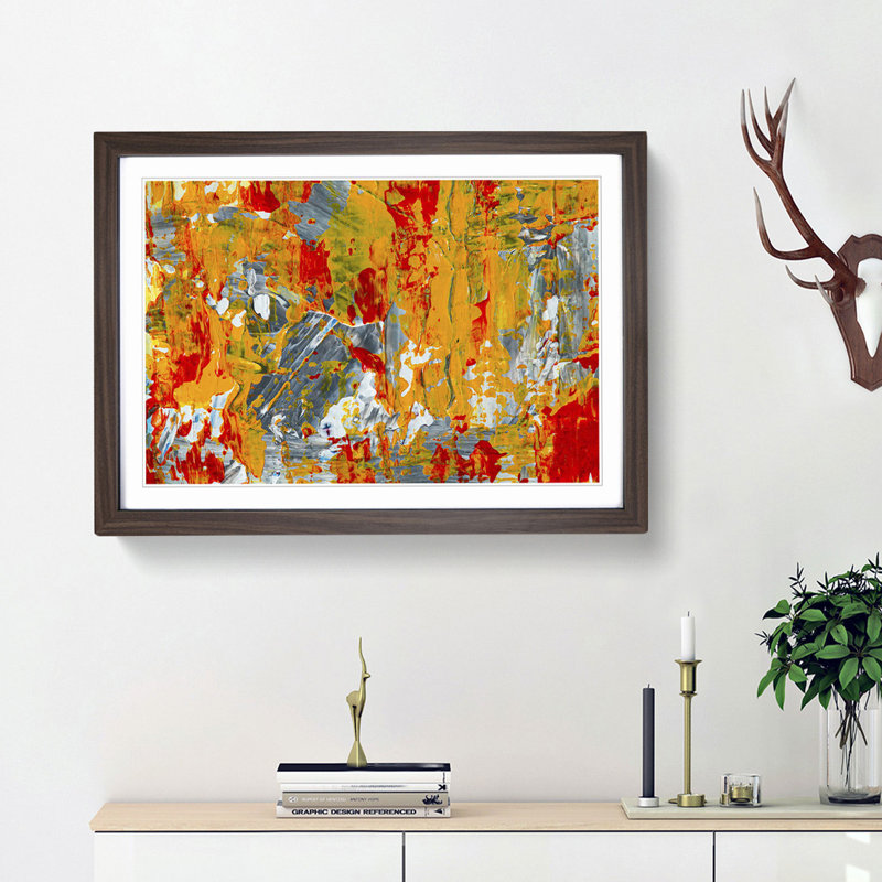 Abstract Art Painting Vol.217 by S.Johnson - Picture Frame Painting Print, 36cm H x 48cm W x 2cm D, Walnut Framed
