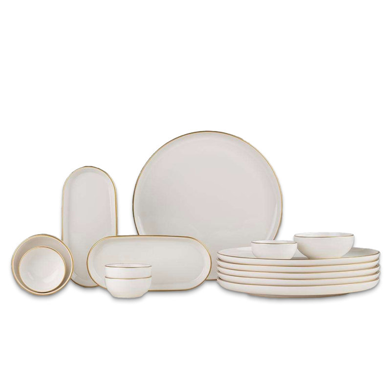 14 Pieces 100% Porcelain Breakfast Set