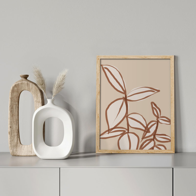 «Botanical Leaves Line Art» sur papier, Naturel, H 14 po x l 11 po