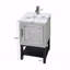 Petit meuble-lavabo de 20 po avec lavabo et robinet d'eau chaude et froide, armoire de salle de bain autoportante avec lavabo en céramique blanche, rangement pour salle de bain avec 1 porte et tablette ouverte en fer