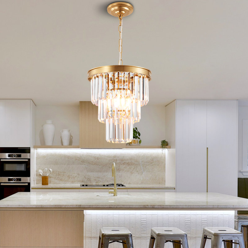 Tasiana 1 - Light Unique Tiered Chandelier with Crystal Accents, Gold