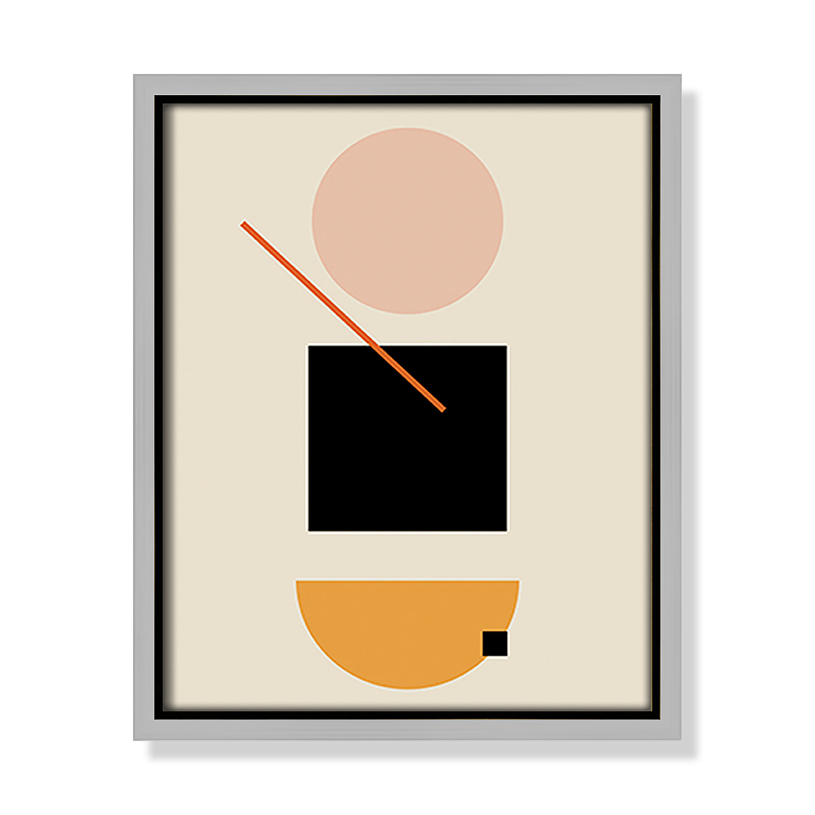Simple Shapes Print, 11.5" H x 9.5" W x 2" D, Silver Framed