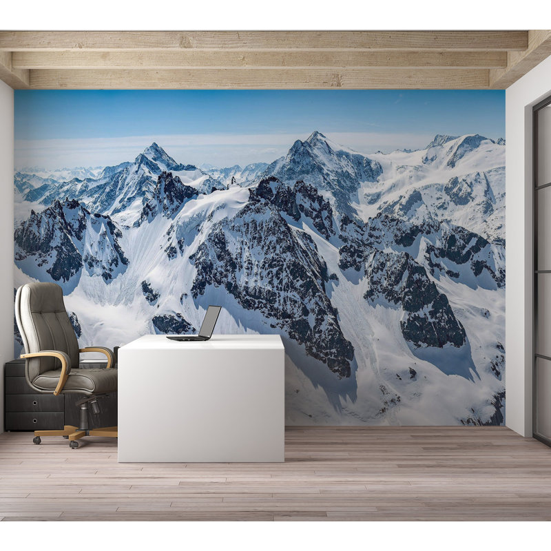 Papier peint de qualité supérieure - Snowy Mountain Peaks, L 96 po x l 120 po