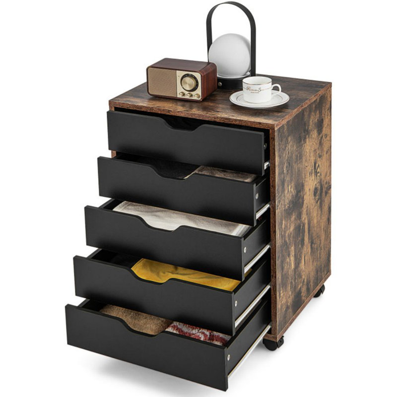 Armoire de rangement mobile avec 5 tiroirs et roulettes pour le bureau personnel