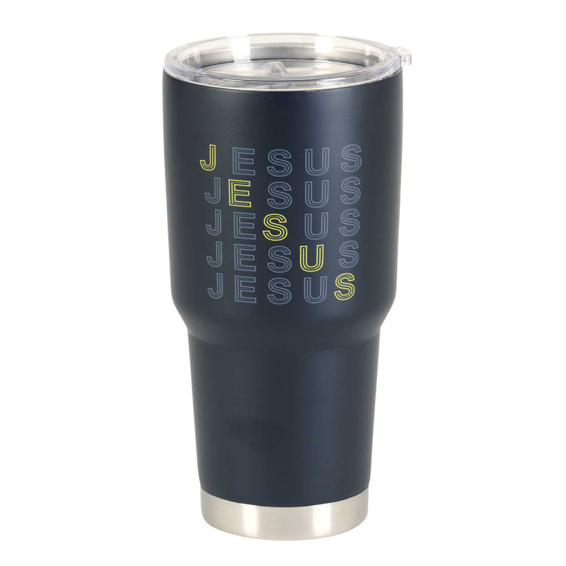 Gobelet de voyage à double paroi en acier inoxydable 30 oz Jesus Graphical Font
