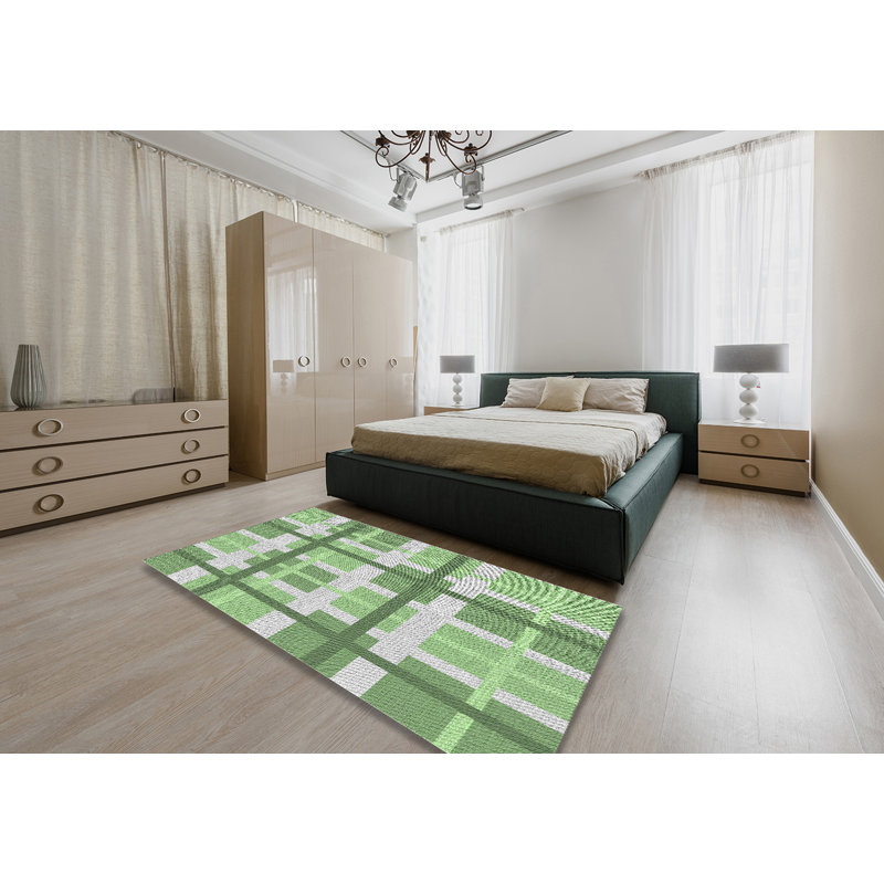 Tapis décoratif vert à carreaux santillanes, Rectangle 4 pi x 6 pi