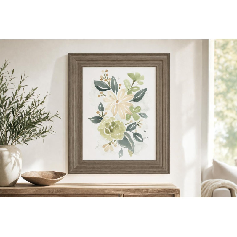 Art mural Spring Greens II - 22 po x 26 po - Cadre en bois naturel