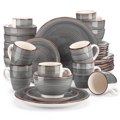 32 Piece Handmade Stoneware Dinnerware Set - Service for 8