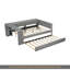 Lit plateforme double tapissier pleine grandeur avec tablettes de rangement, bureau, station de charge et lit gigogne, gris-1124827385