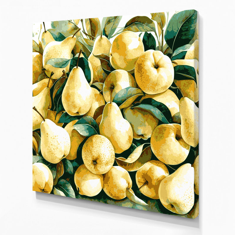 Art mural sur toile beige Fruit Nashi, H 8 po x l 8 po