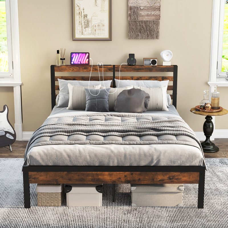 Rislin Metal Slat Bed, Queen