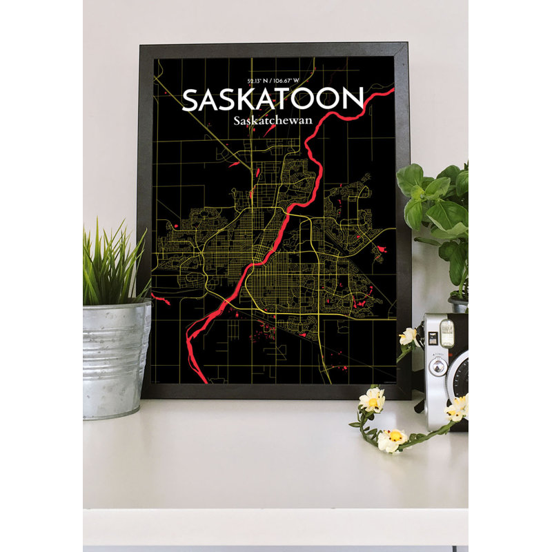Saskatoon City Map - No Frame Print, 61 cm H x 46 cm W