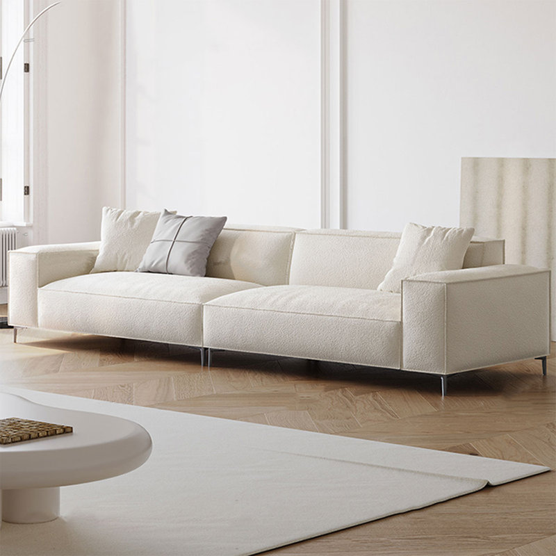 Canapé modulaire en velours blanc, 28.35" H x 110.24" W x 37.4" D