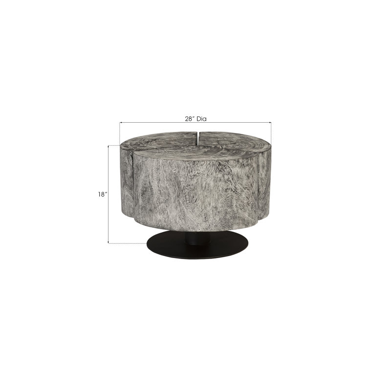 Clover Gray Chamcha Wood Round Coffee Table with Metal Base
