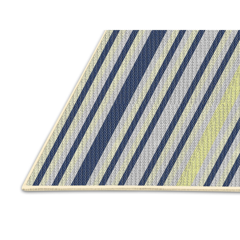 Tapis vert/gris/jaune à motifs, Rectangle 5 pi x 7 pi
