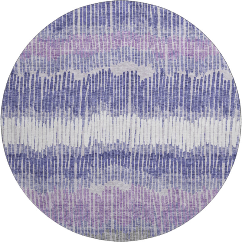 Premium Machine Washable Prisco Purple Rug, Round 8'