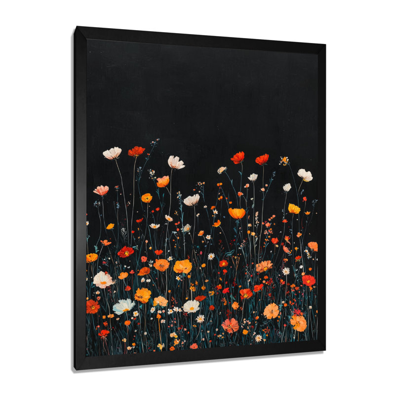 Mouton - Floral Canvas Art Print, Black, 20" H x 12" W, Single Picture Framed Print