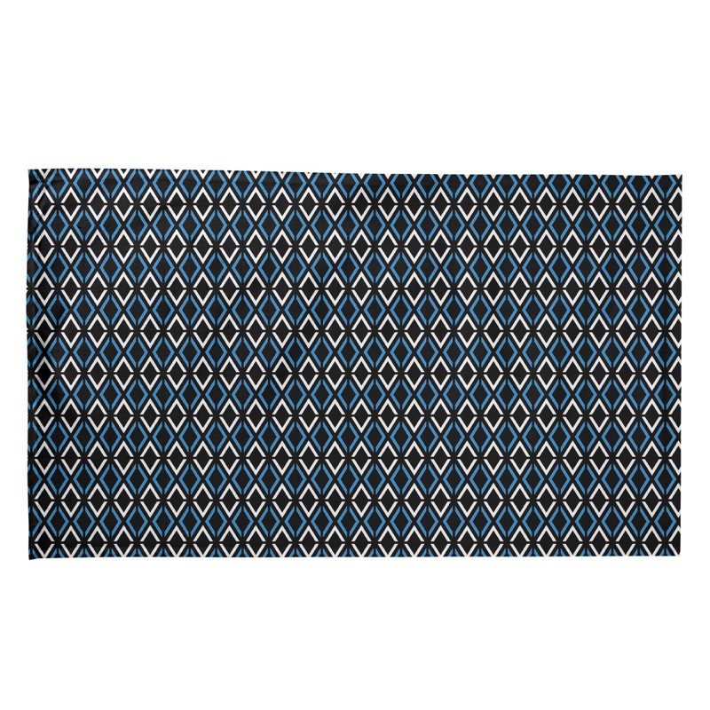 Torchon classique à losanges Miryn, Polyester sergé, Bleu