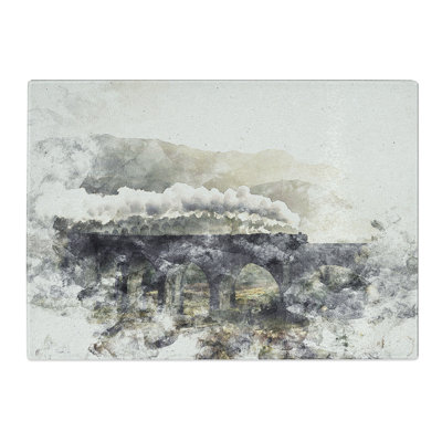 Tempered Glass Steam Train over Glenfinnan Viaduct Chopping Board