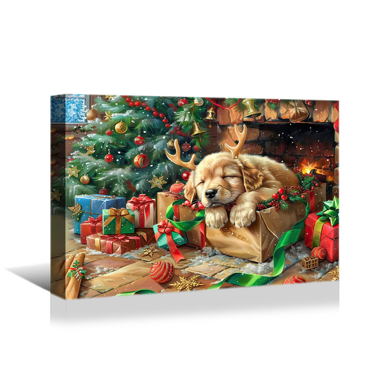 Arbre de Noël, art mural sur toile, H 12 po x l 18 po