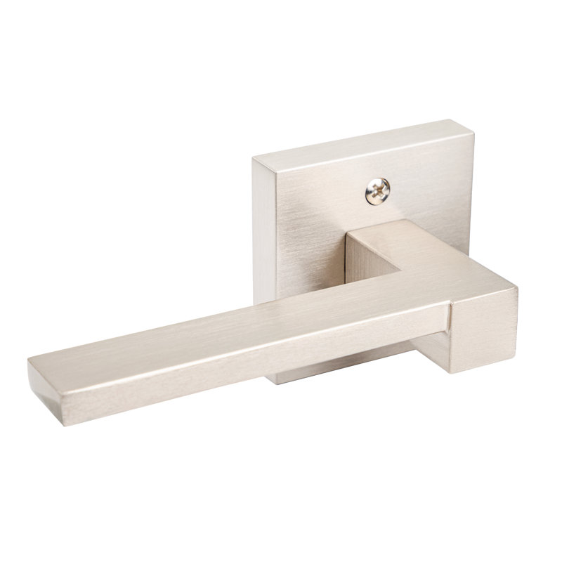 Faux levier de porte simple avec rosette carrée Cassius, Nickel satiné, Gauche