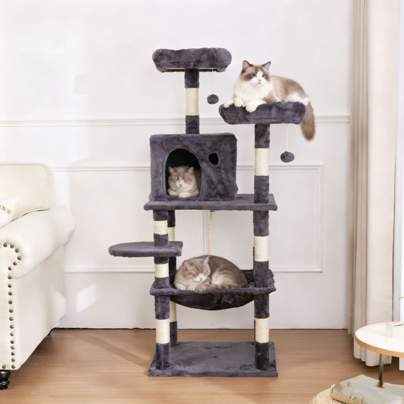 Arbre à chat gris à 7 niveaux