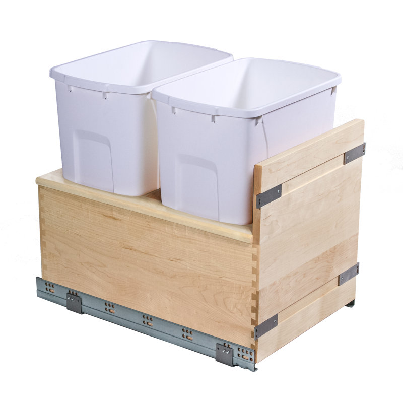 Double Gallon Pull Out Trash Can, White, 8.75 Gallon