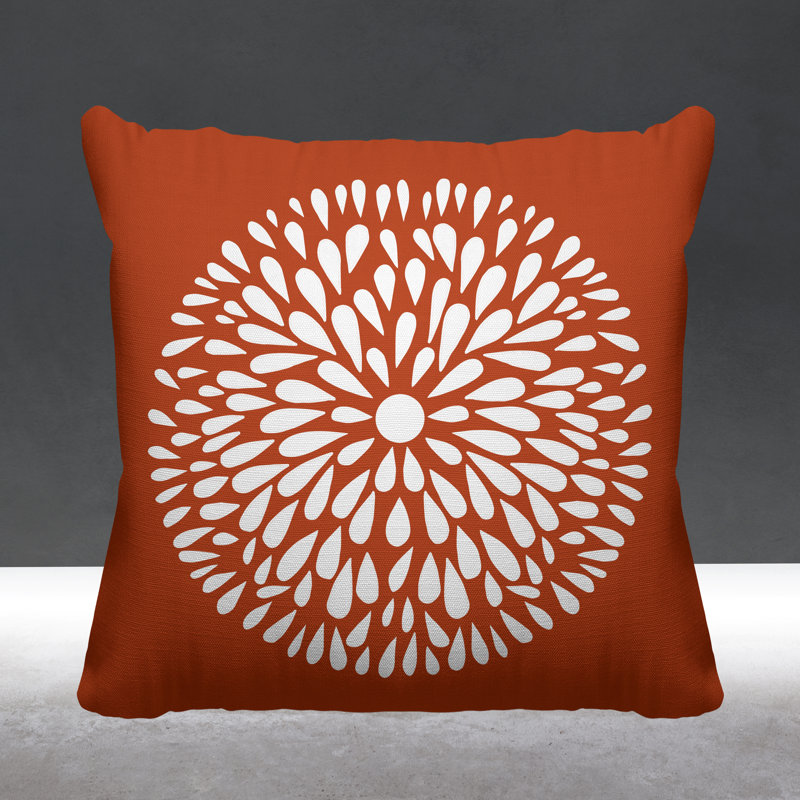 Coussin Pheobe, Orange brûlé, 15 po x 15 po, Carré