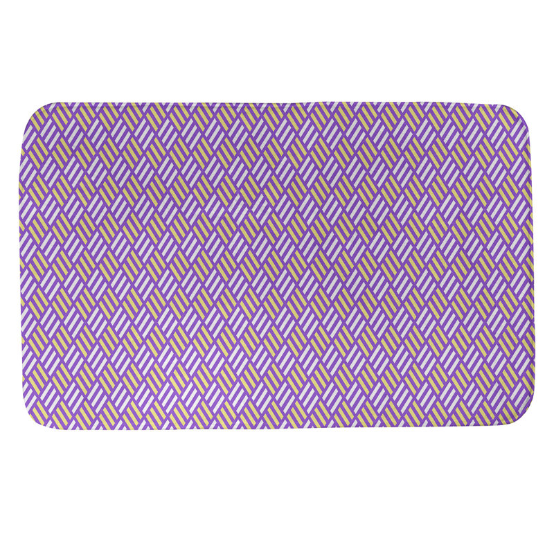 Tapis pour salle de bain diamants Kitterman, l 17 po x L 24 po, Mauve / Jaune