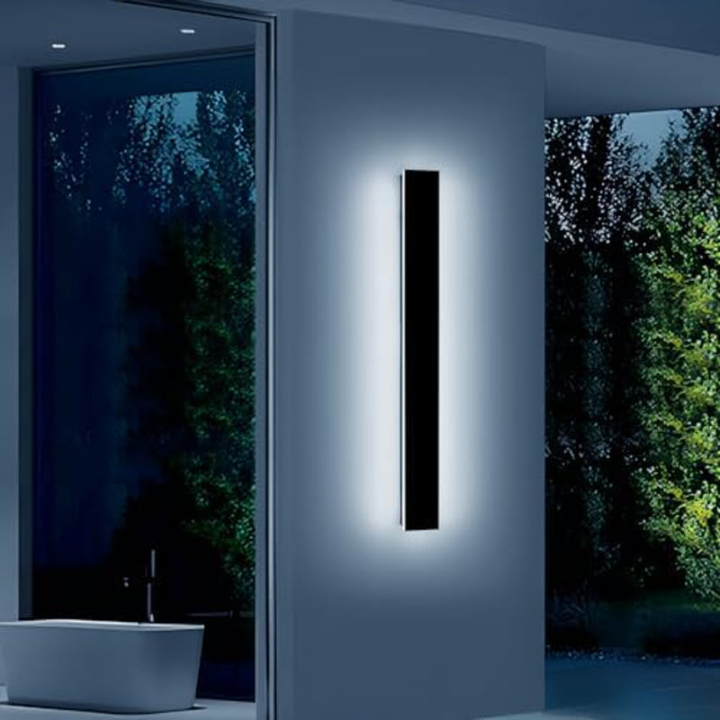 Applique murale d'extérieur moderne de 39 po, applique murale d'extérieur linéaire à intensité variable 3000K-6000K, IP65 imperméable, long luminaire extérieur à DEL noir pour garage de garage avec télécommande