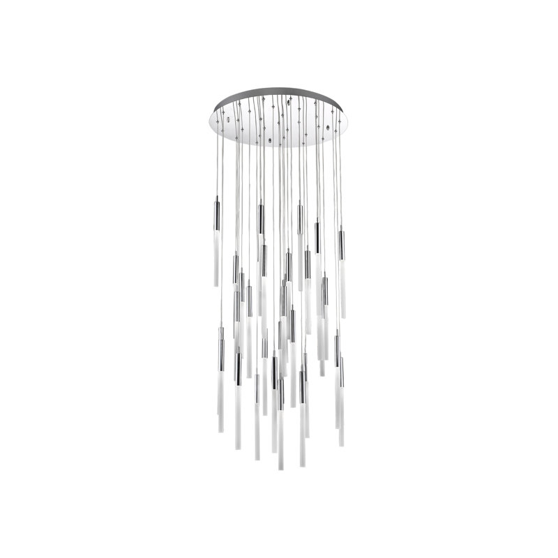 Polished Nickel 31-Light LED Glass Pendant Chandelier
