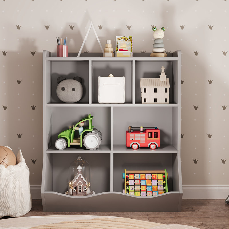 Bibliothèque à trois niveaux pour le rangement de livres et de jouets pour la chambre à coucher, la salle de jeux et la chambre de bébé