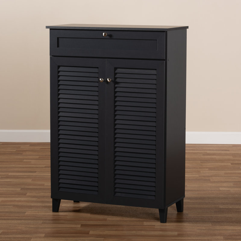 15 Pair Shoe Storage Cabinet, Dark Grey