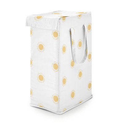 Boho Sun White and Mustard Foldable Laundry Hamper with Handles by Sweet Jojo Designs