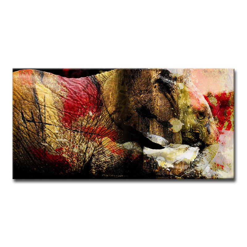 « éléphant v », impression sur toile tendue, H 12 po x l 24 po x P 1,5 po