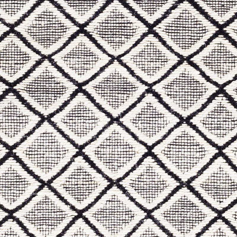Colin Geometric Handwoven Wool Cream Area Rug, Rectangle 6' x 9'