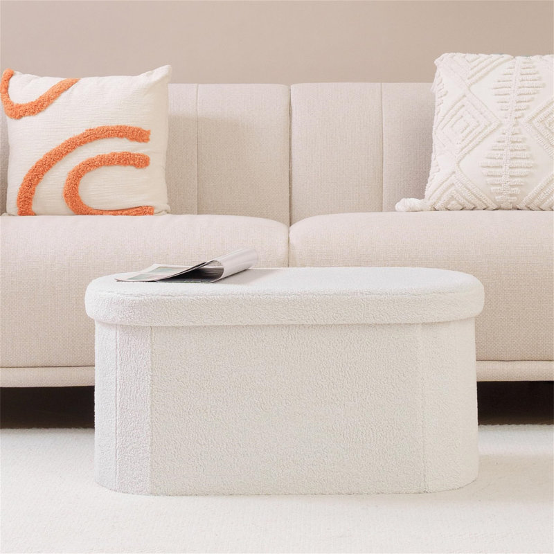 74cm Wide Footstool Ottoman, White