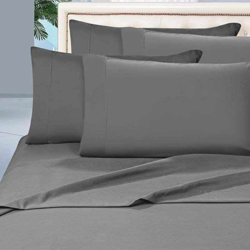 Ensemble de draps en polyester 1500 fils, Gray, Ensemble de draps pour lit double