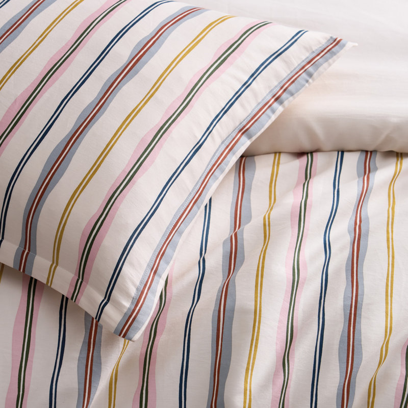 Ted Baker Scallop Stripe Duvet Set Multi, Queen Duvet Cover + 2 Shams